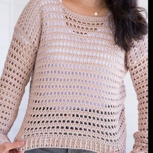 Dalia Women's Beige Crochet summer mesh Sweater
